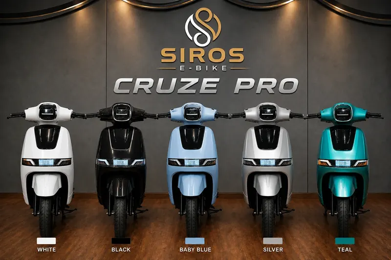 SIROS Cruze Pro in white, black, baby blue, silver and teal